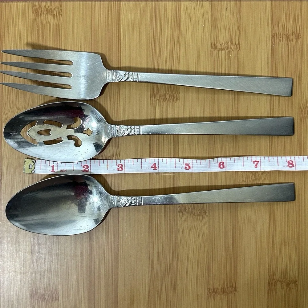 Oneida WM A Rogers Northland Serving Spoon Fork Stainless Steel Vintage 3 pc Set